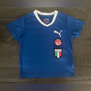 Puma Italia Home Shirt, Short Sleeve V-Neck, Blue Top, Toddlers 2, 
Like New